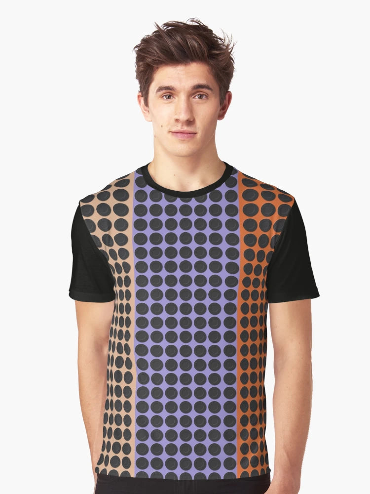 3d Circle Pattern on Tumbleweed, Ube, Vivid Red-Tangelo Colors