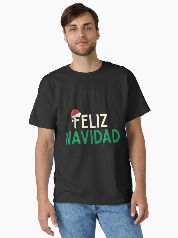 386 Feliz Navidad Or Merry Christmas In Spanish Cute And Funny Xmas Gifts Santa Hat Graphic