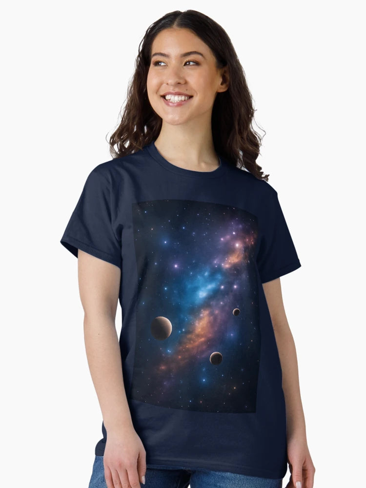 3D Galaxy Art with Stars and Planets