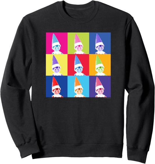 Elf on the Shelf Christmas Pop Color Elf Portrait Squares Sweatshirt