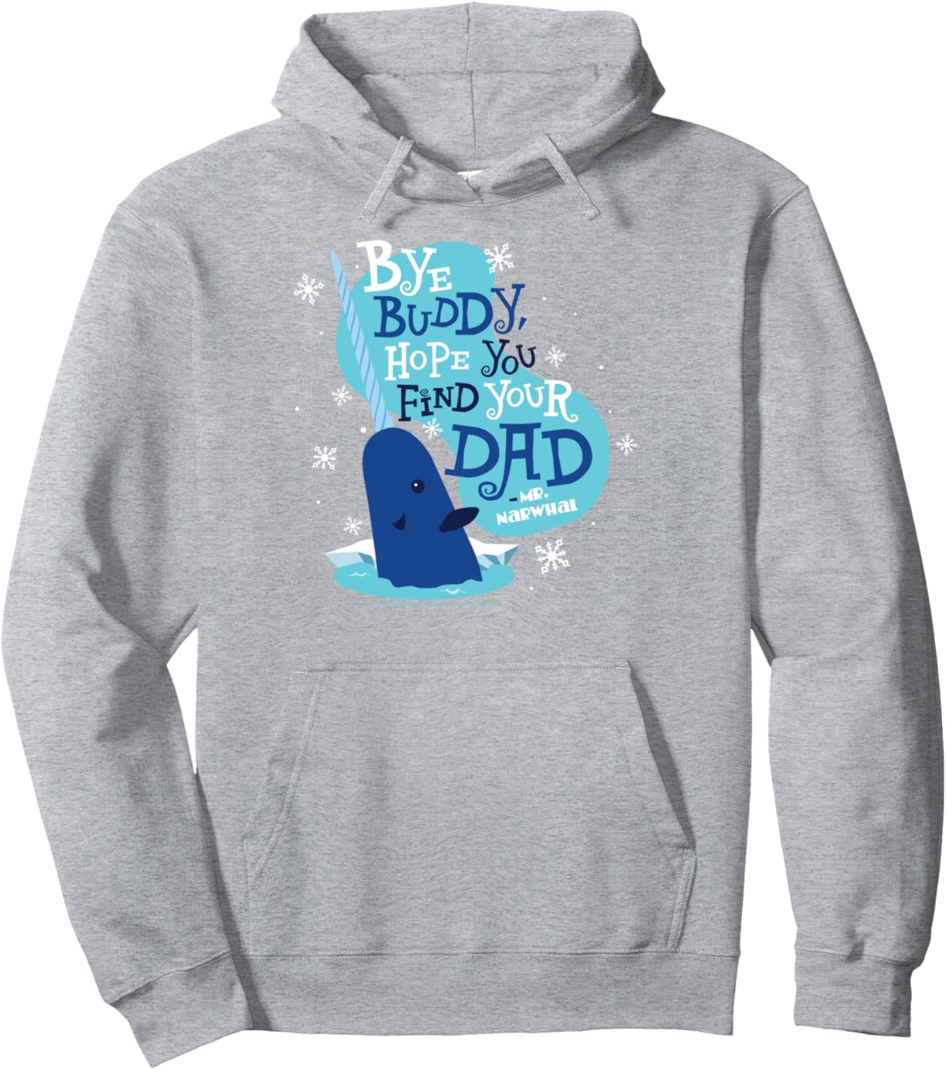 Elf Bye Buddy Narwhal Color Illustration Funny Christmas Pullover Hoodie