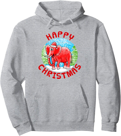 Elephant Christmas Wildlife Nature Xmas Funny Pullover Hoodie