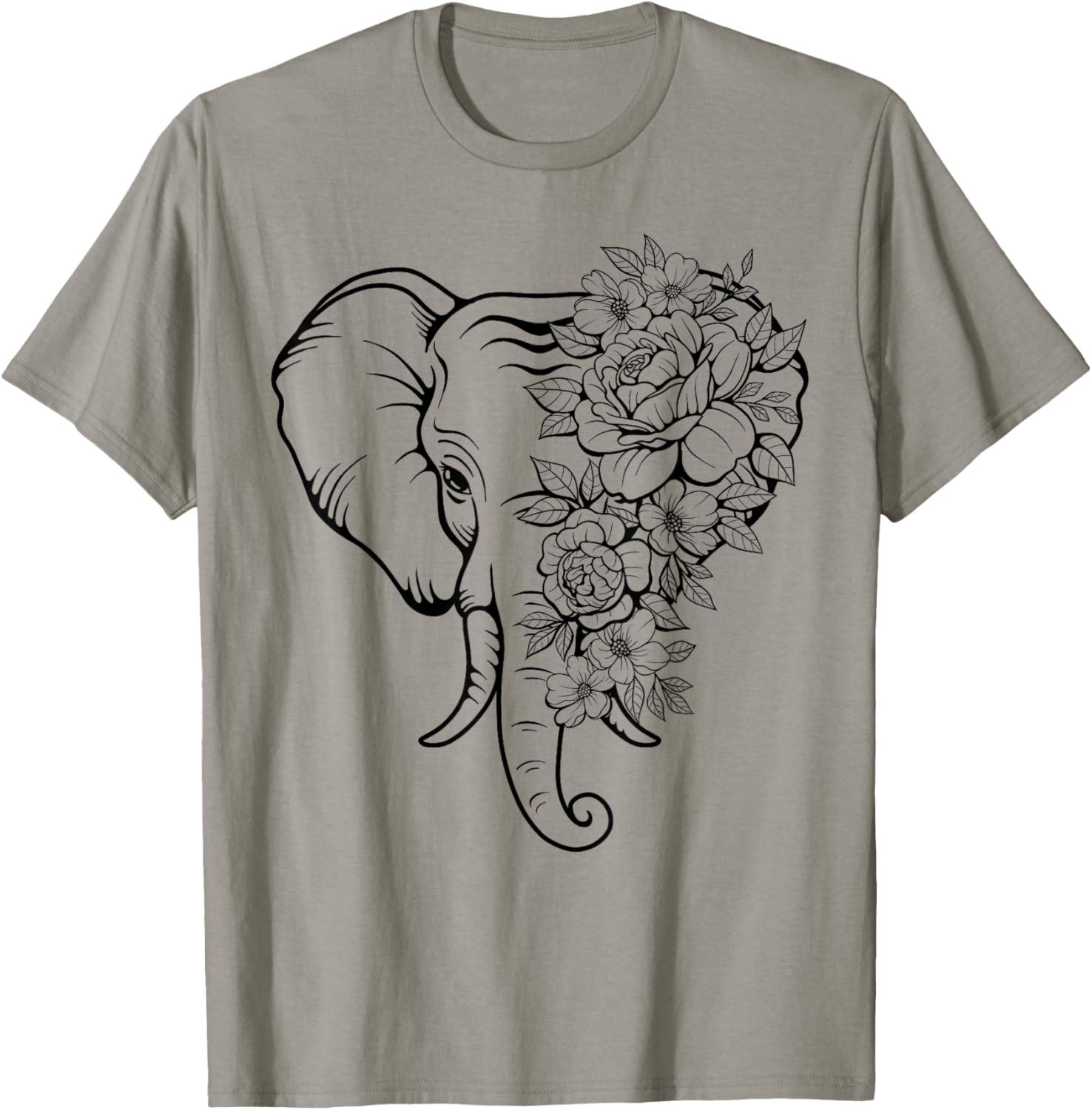 Elephant with Flowers For Men Women Elephants Animal Lovers T-Shirt