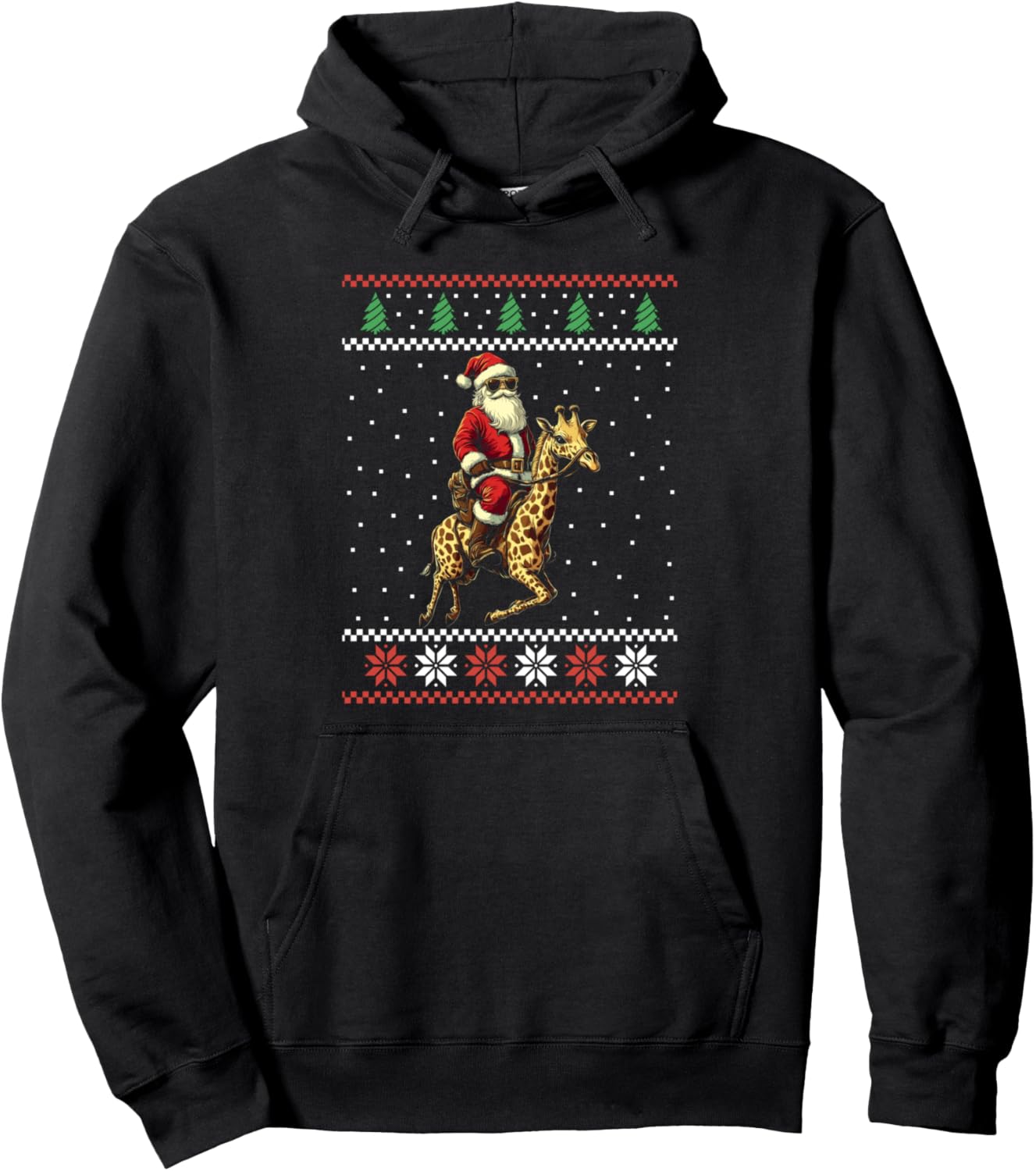 Santa Riding Giraffe Ugly Christmas Sweater Xmas Pullover Hoodie
