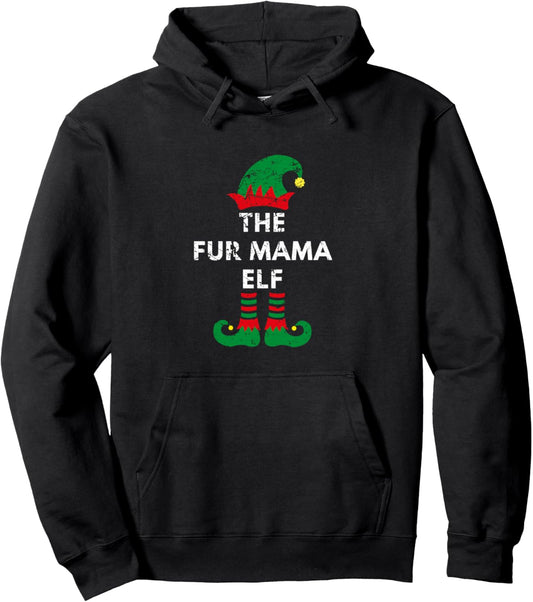 Elves The Fur Mama Elf Christmas Santa Matching Family Pullover Hoodie