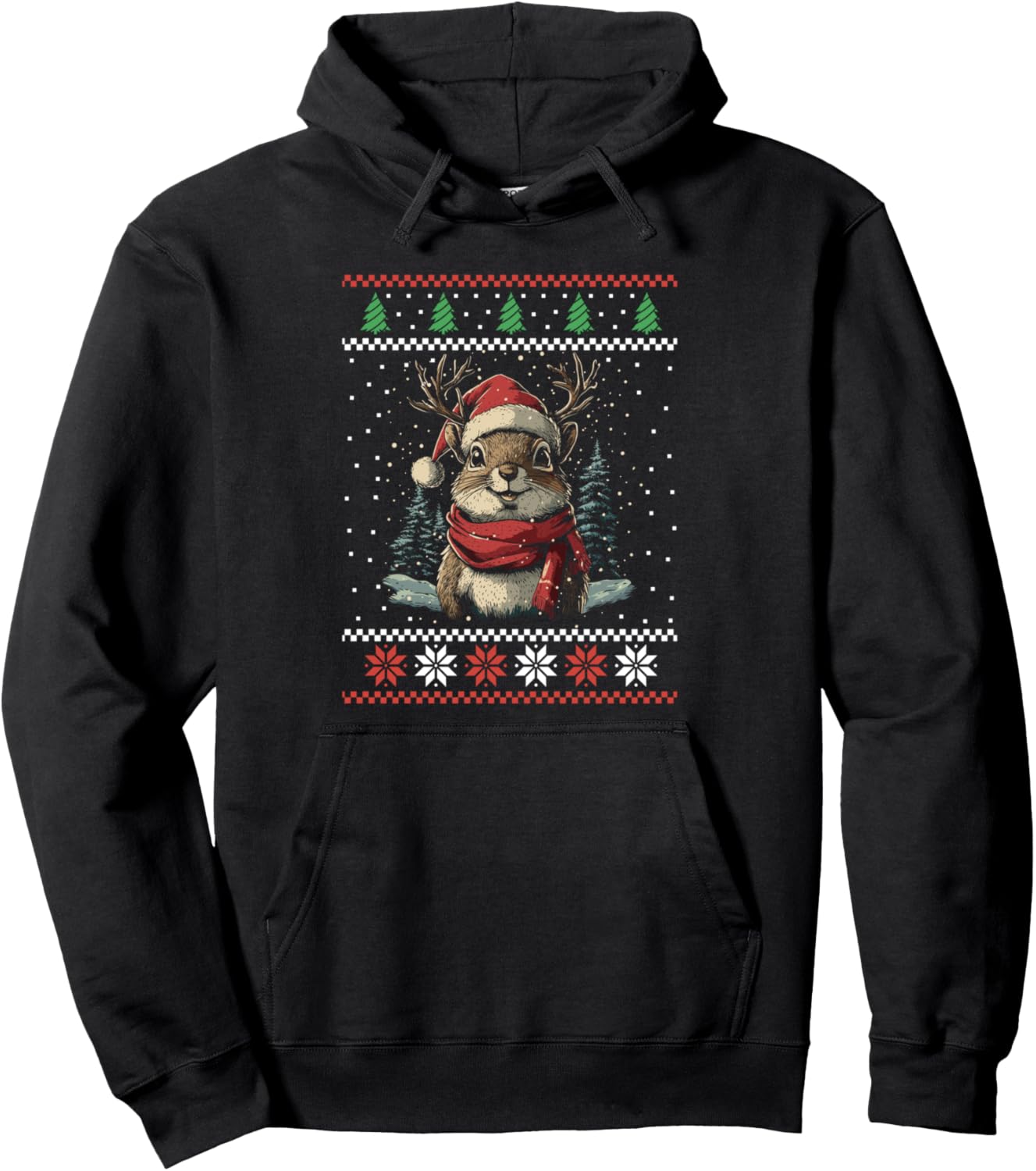 Squirrel Reindeer Ugly Christmas Sweater Xmas Pullover Hoodie