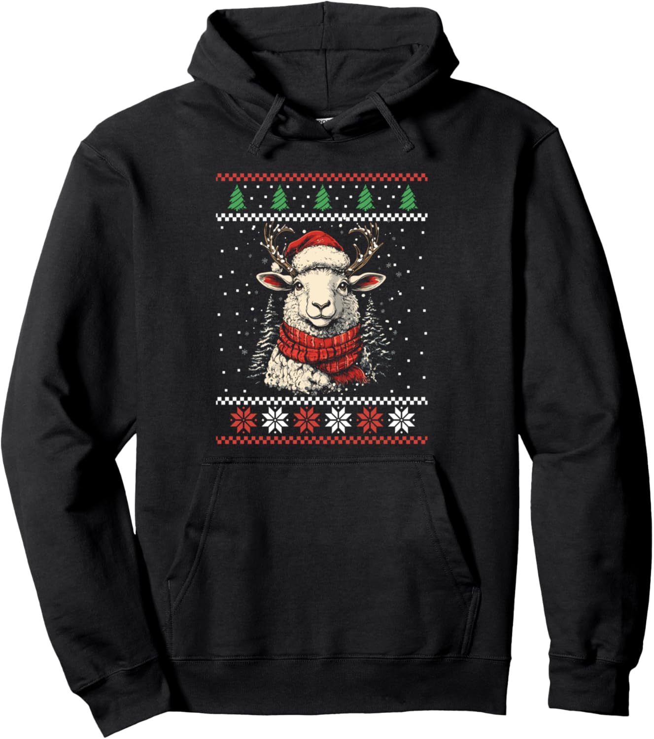 Sheep Reindeer Santa Hat Ugly Christmas Sweater Xmas Pullover Hoodie