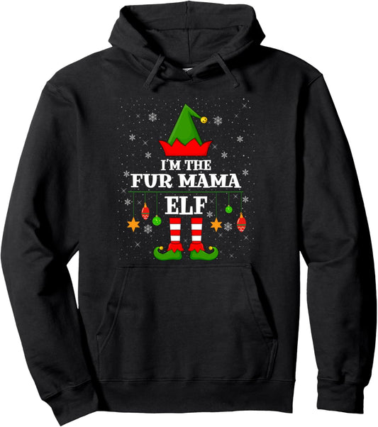 Elf Squad Matching Family I'm The Fur Mama Elf Christmas Pullover Hoodie