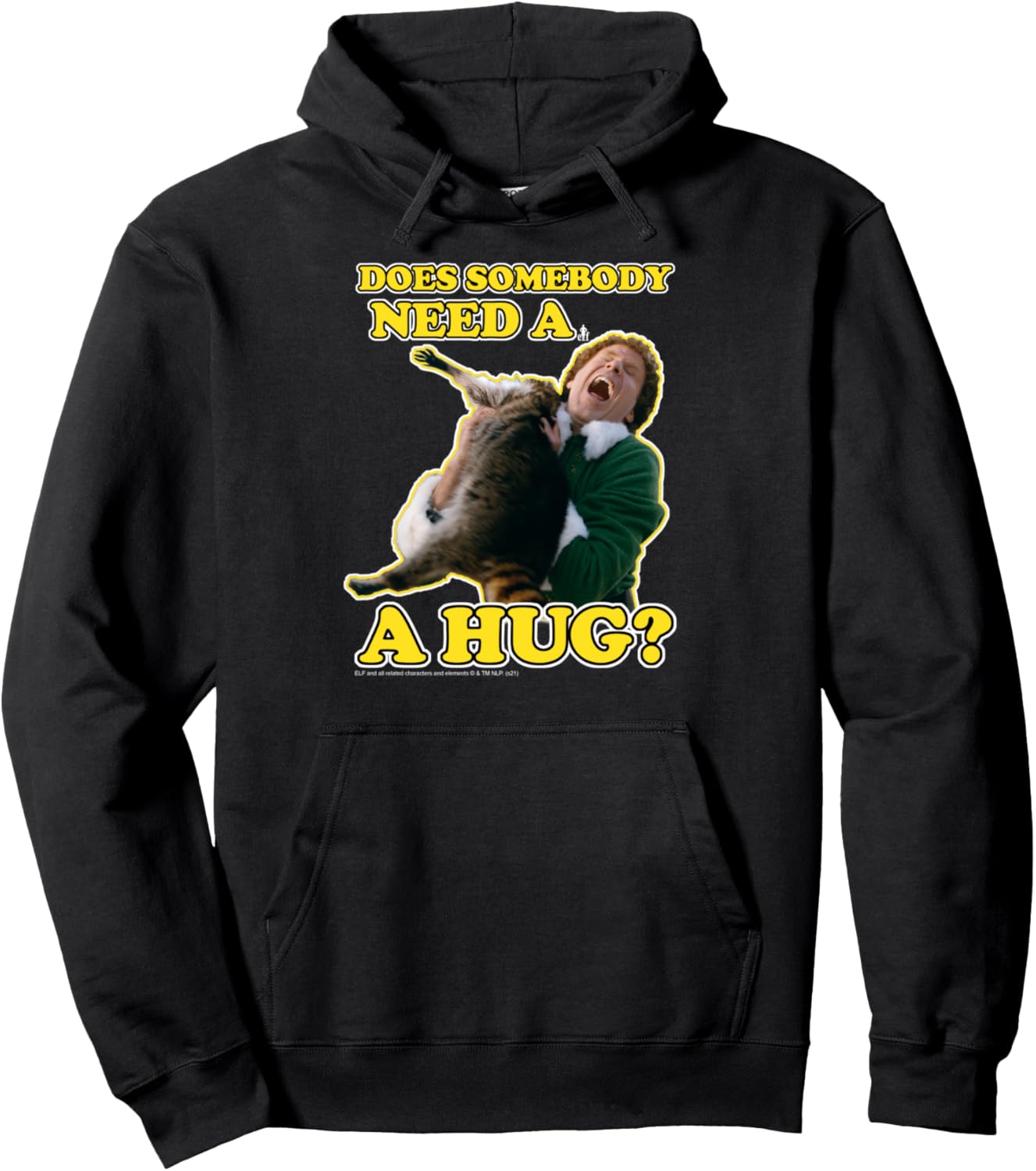 Elf Need a Hug Raccoon Attack Funny Christmas Pullover Hoodie