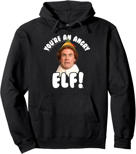 Elf You're An Angry Elf Funny Christmas Movie Pullover Hoodie