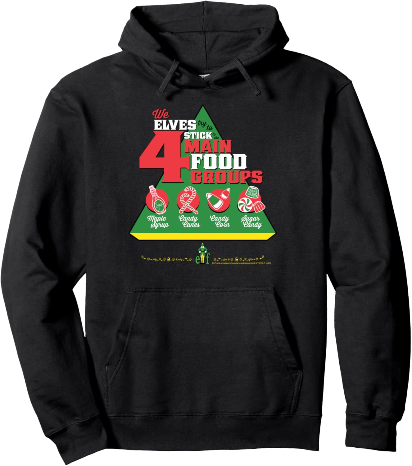 Elf Food Groups Food Pyramid Funny Christmas Pullover Hoodie