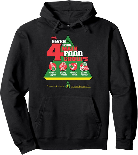 Elf Food Groups Food Pyramid Funny Christmas Pullover Hoodie