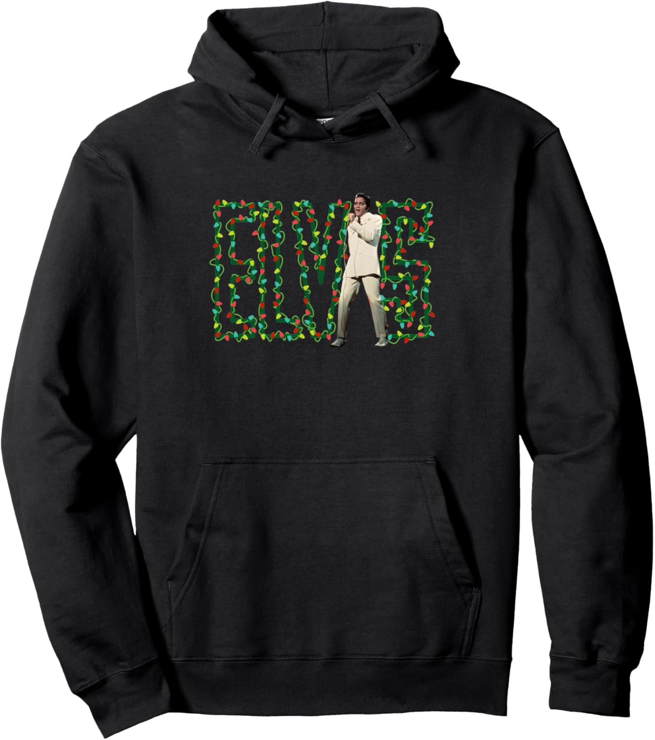 Elvis Presley Official Elvis Christmas Lights Pullover Hoodie