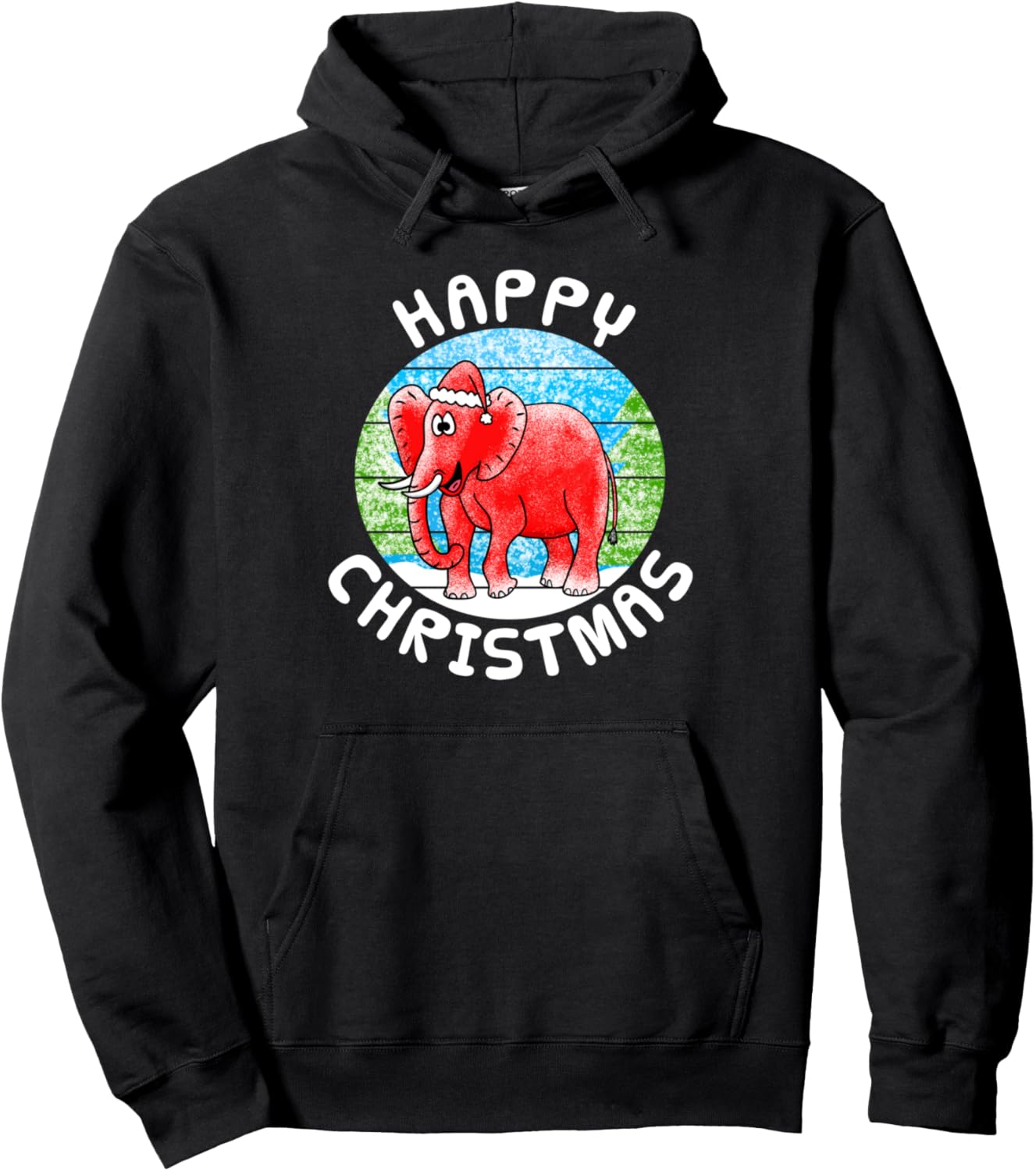 Elephant Christmas Wildlife Nature Xmas Funny Pullover Hoodie