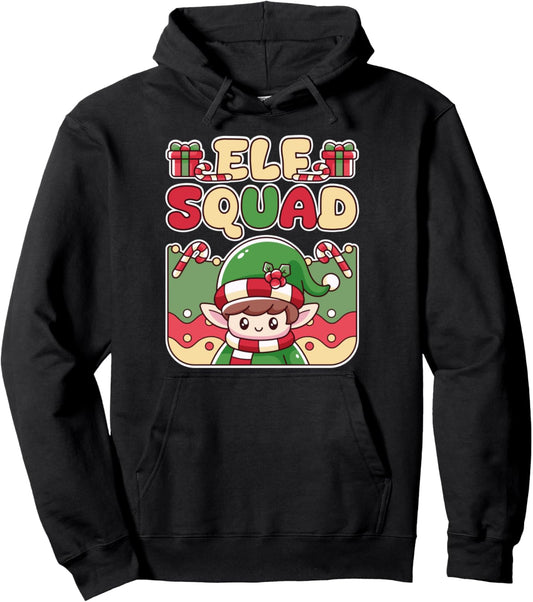 Elf Squad Christmas Family Pajamas Kids Funny Xmas Matching Pullover Hoodie