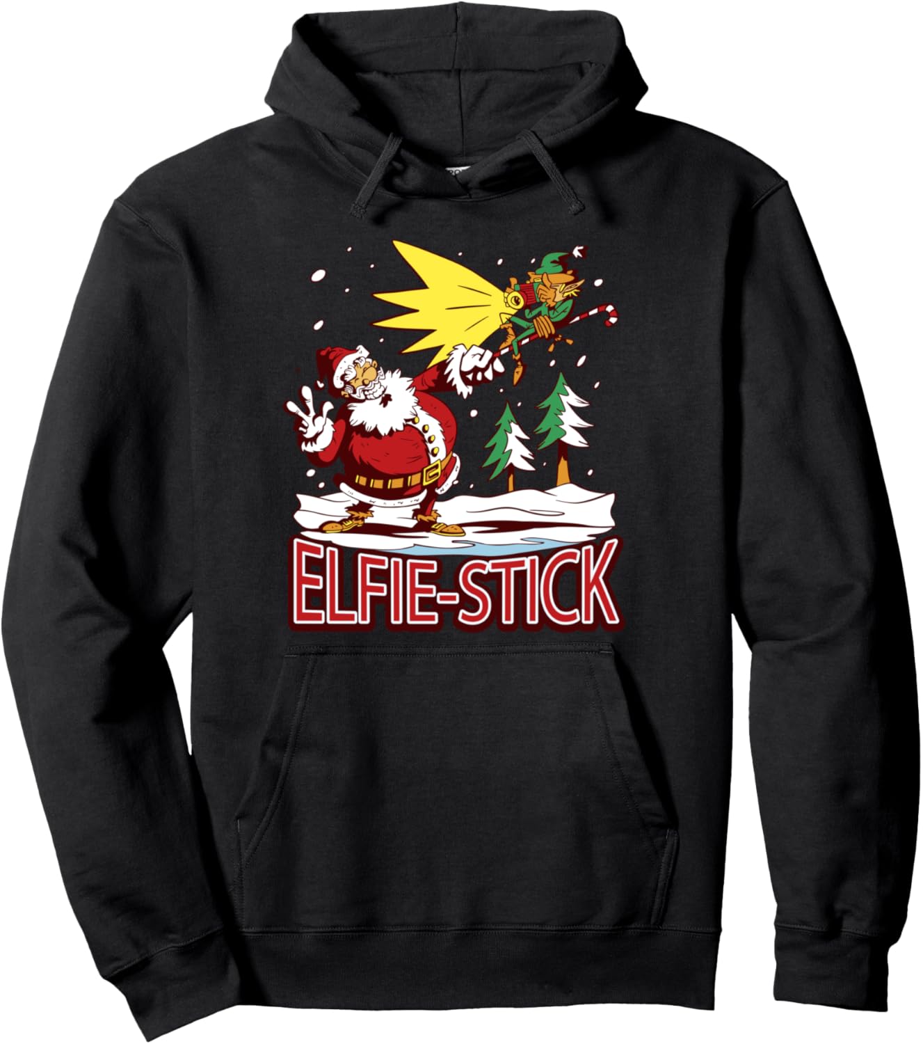 Elfie Stick Funny Christmas Men Santa Pullover Hoodie