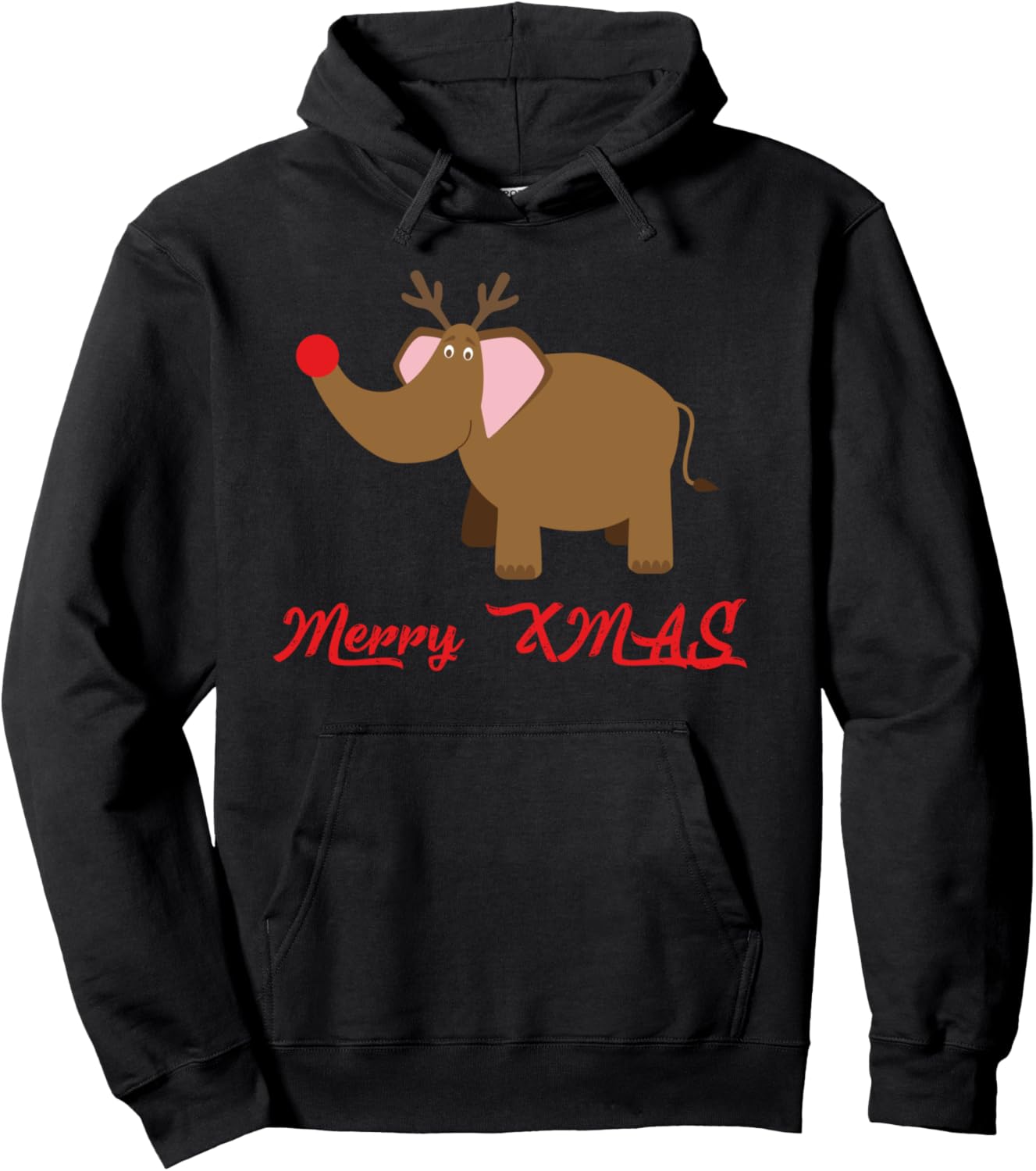 Elephant Rudolf with Red Nose XMAS Pullover Hoodie