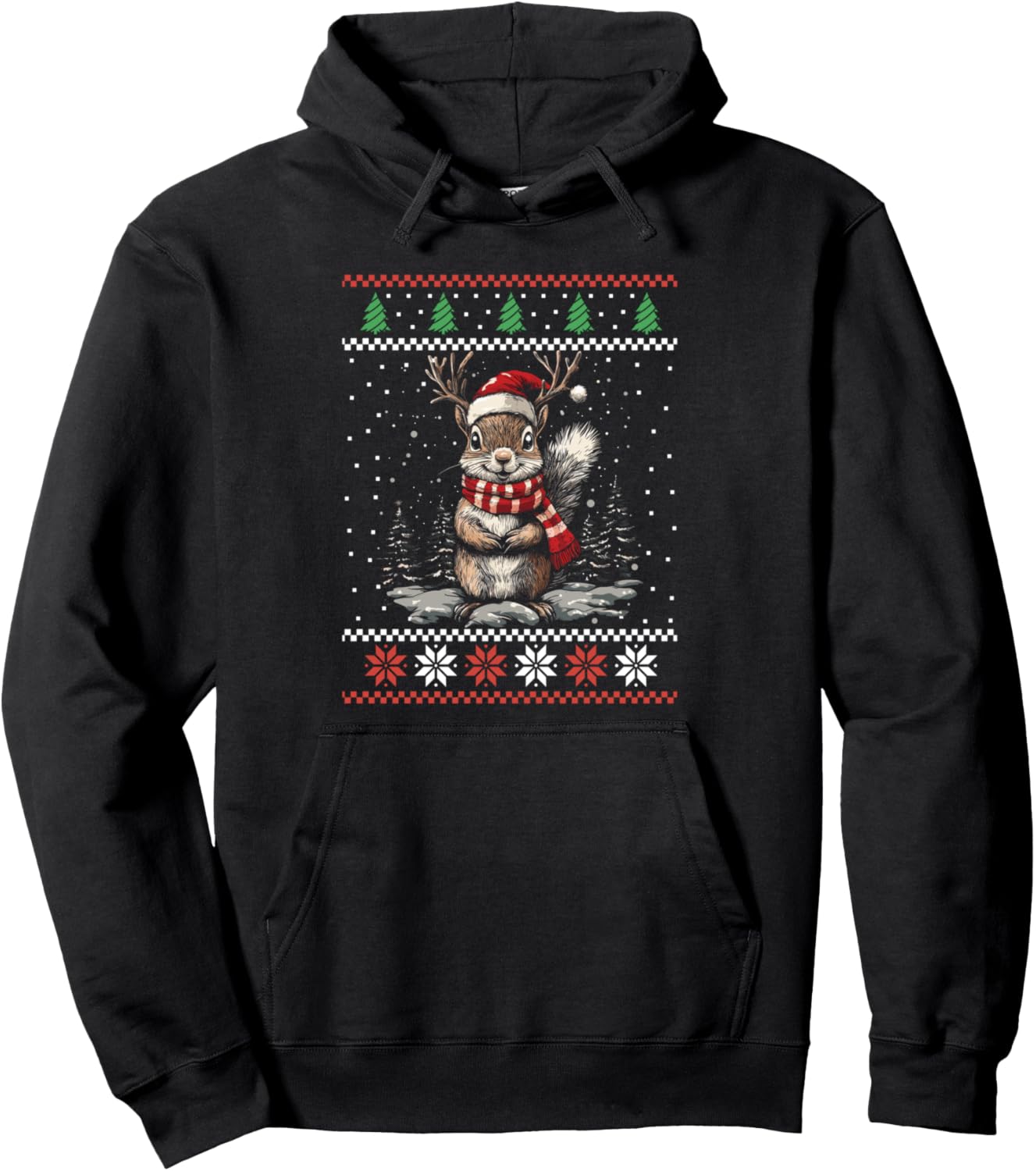 Squirrel Reindeer Ugly Christmas Sweater Xmas Pullover Hoodie