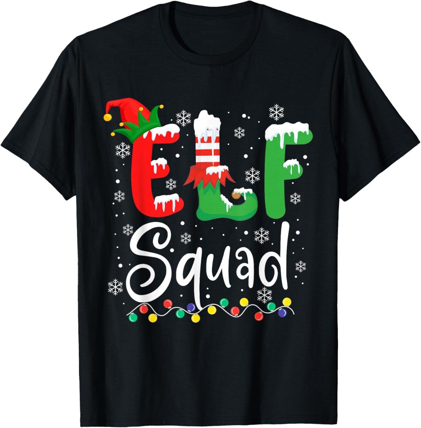 Elf Squad Funny Elf Family Christmas Matching Pajamas Xmas T-Shirt
