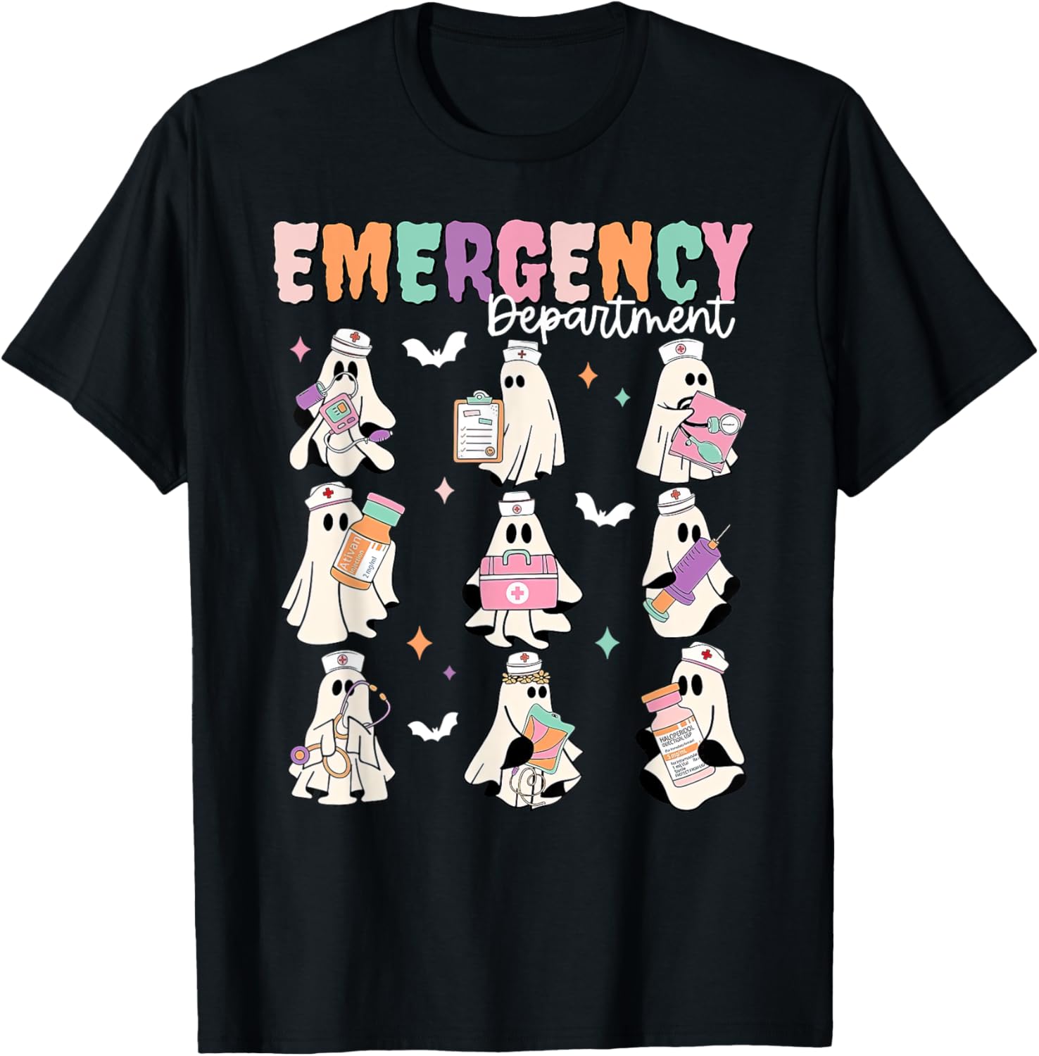 Emergency Department Ghost ER Nurse Halloween Spooky Season T-Shirt