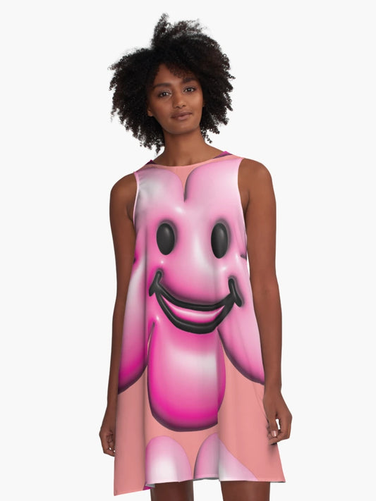 3d pink flower smiley face.