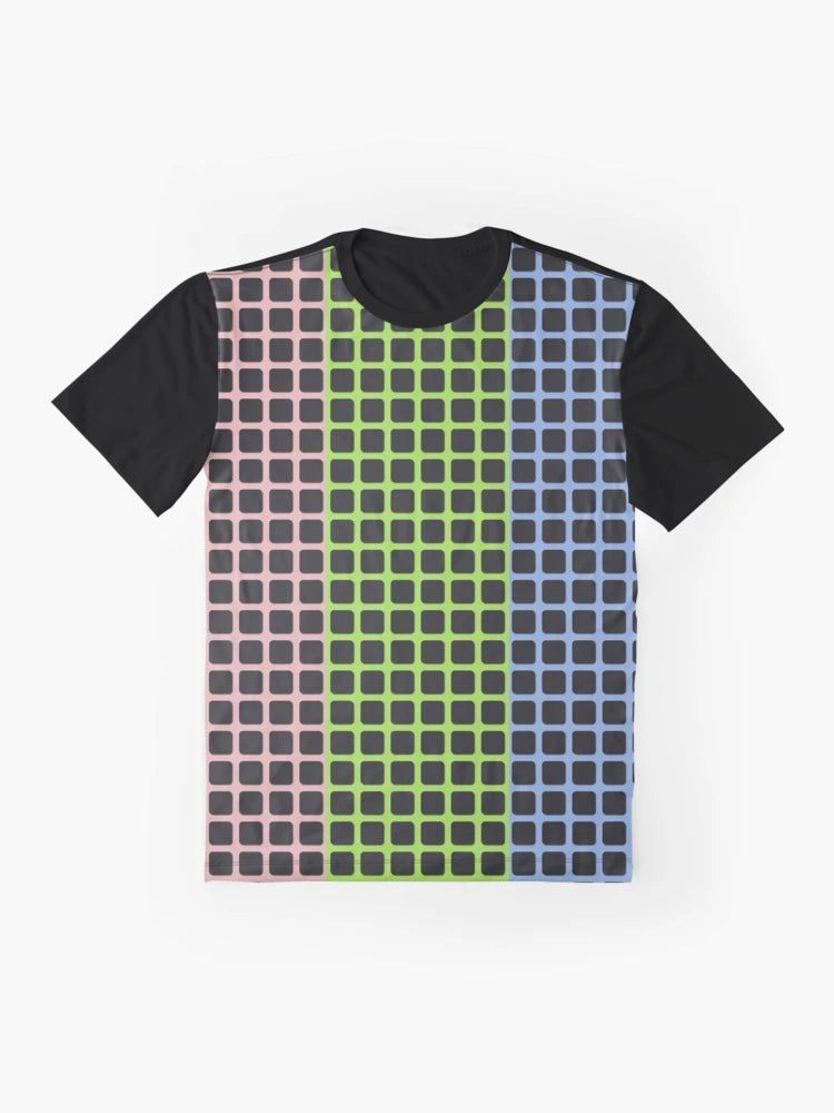 3d Square Pattern on Pale Chestnut, Inchworm, Light Cobalt Blue Colors
