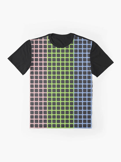 3d Square Pattern on Pale Chestnut, Inchworm, Light Cobalt Blue Colors