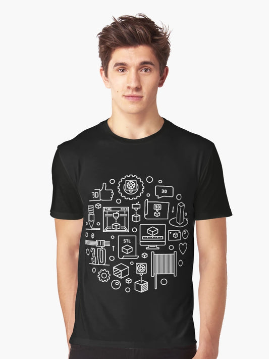 3d Printer round design - I Love 3d printing for Engineer cool circle-shaped design in thin line style