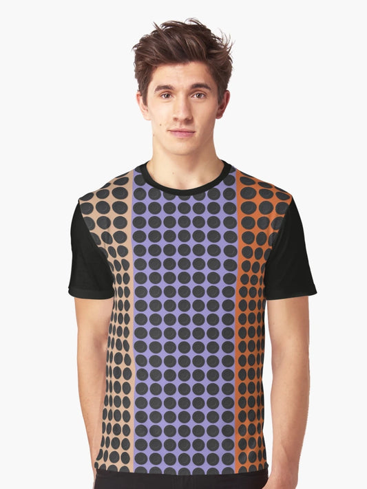 3d Circle Pattern on Tumbleweed, Ube, Vivid Red-Tangelo Colors