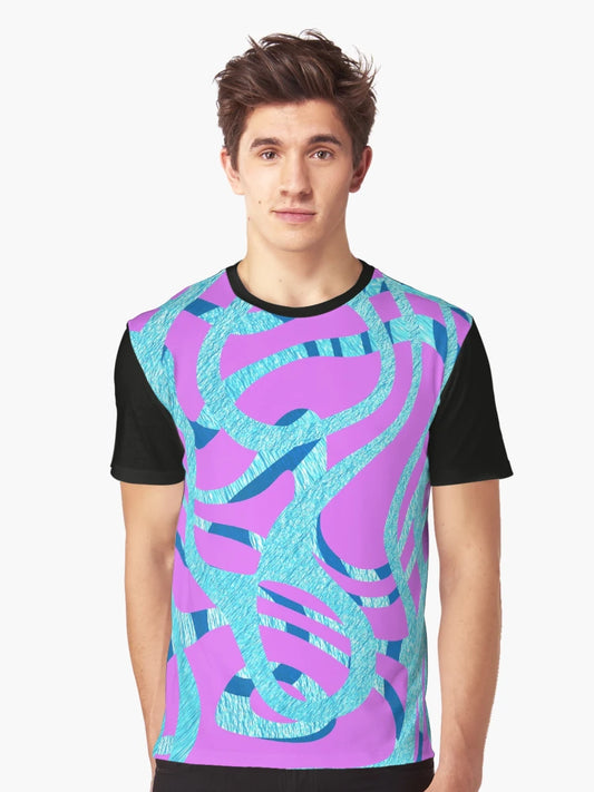 3D blue metallic curves