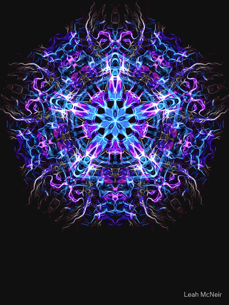 .Psychedelic Trippy Hexagon Star Indigo Mandala - Fractal Sacred Geometry