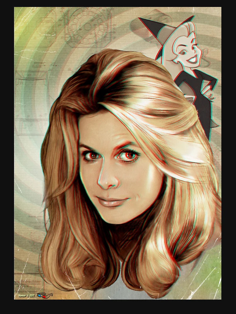 Elizabeth Montgomery as TV's Samantha from Bewitched Anaglyph 3d illustration