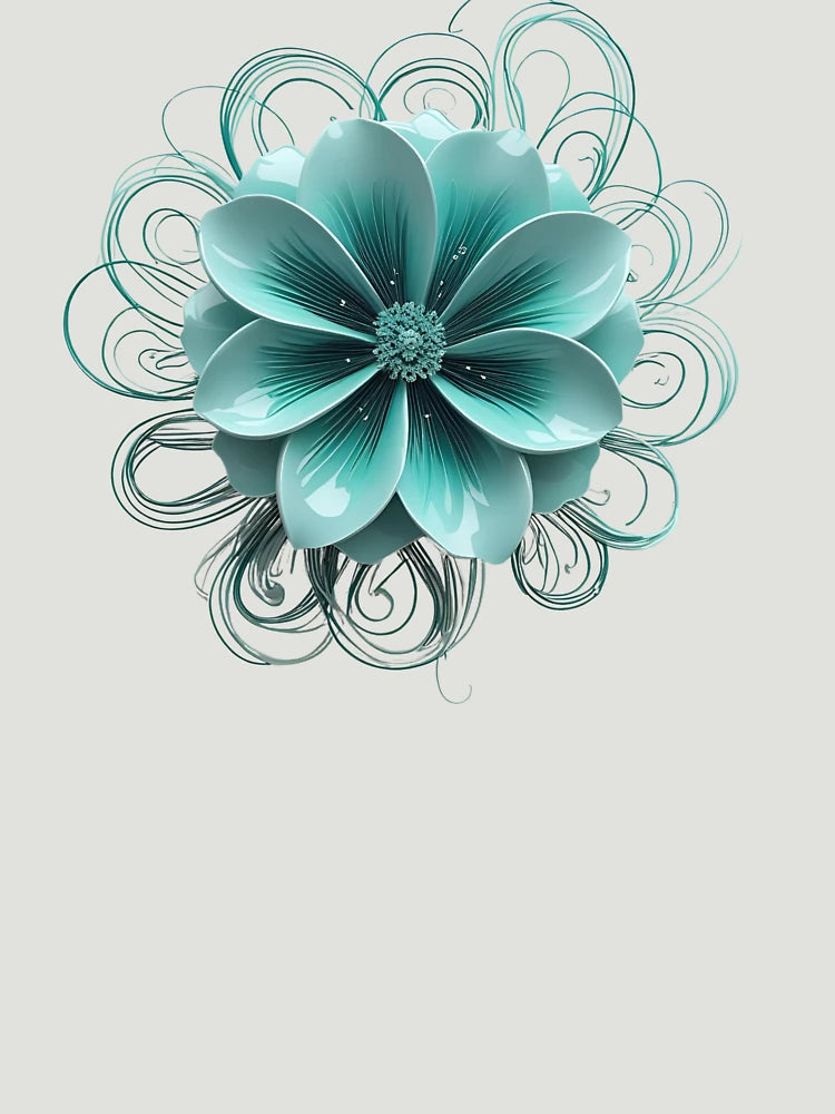 3D blooming turquoise flower