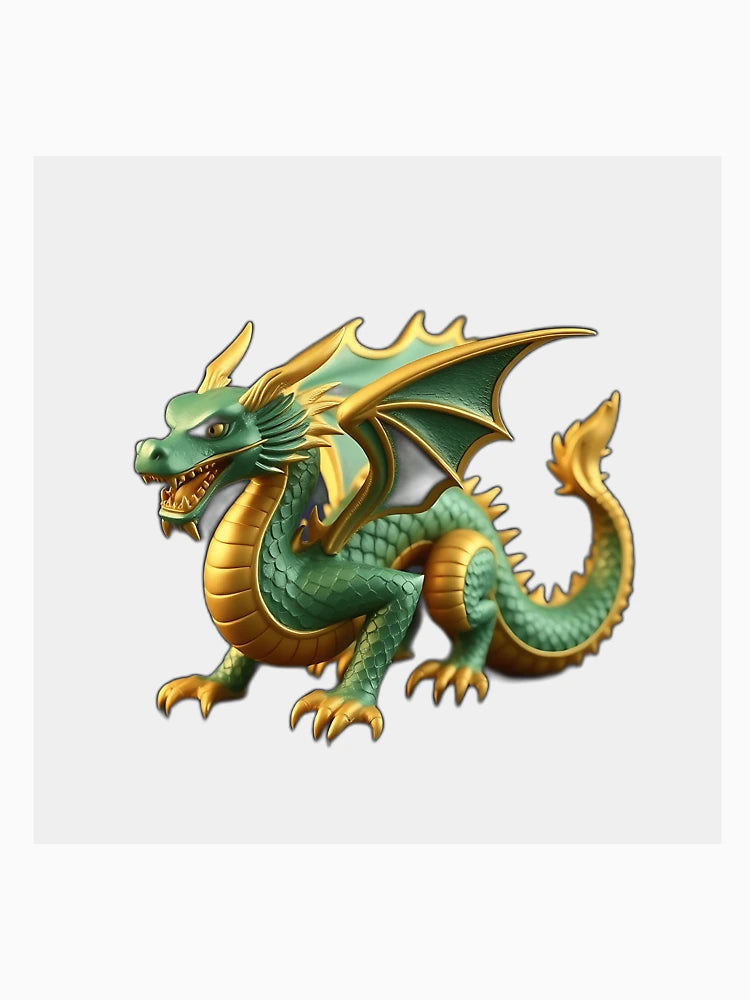 Emerald and Gold Dragon Sculpture