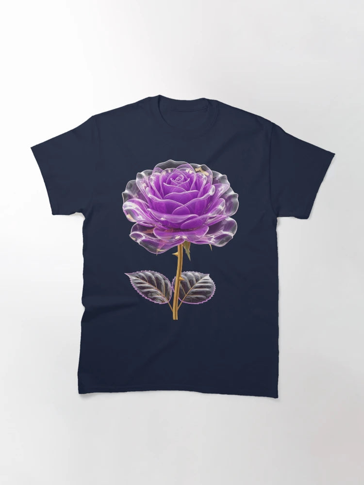 Elegant Purple Crystal Rose with Golden Stem