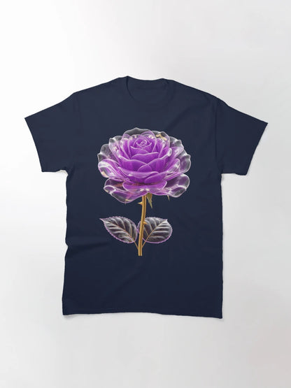 Elegant Purple Crystal Rose with Golden Stem