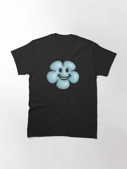 3d blue flower smiley face, cute small blue flowers.