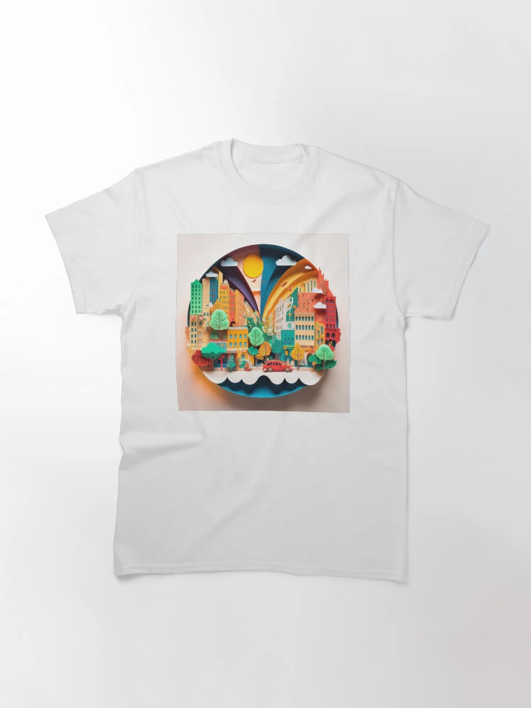 3D Effect Papercut Art - Cityscape Scene