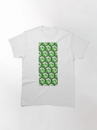 3D GREEN 'CUBE in CUBE' GEOMETRIC PATTERN ILLUSION on White Background (Cube v3 GREEN on BLACK) ©