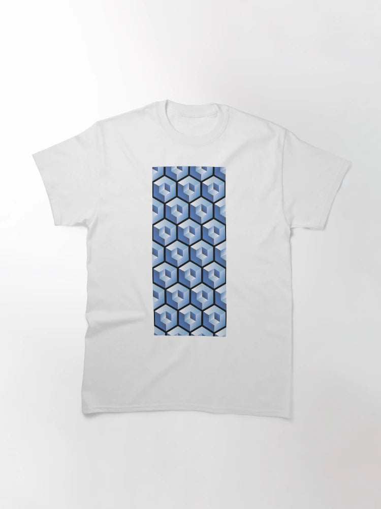 3D BLUE 'CUBE in CUBE' GEOMETRIC PATTERN ILLUSION on Black Background (Cube v3 BLUE on BLACK) ©