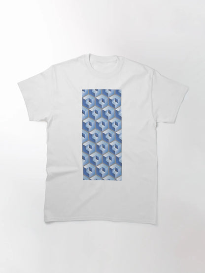 3D BLUE 'CUBE in CUBE' GEOMETRIC PATTERN ILLUSION on Gray Background (Cube v3 BLUE on GRAY) ©