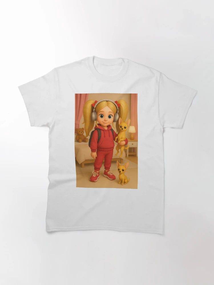 3D girl and her puppies