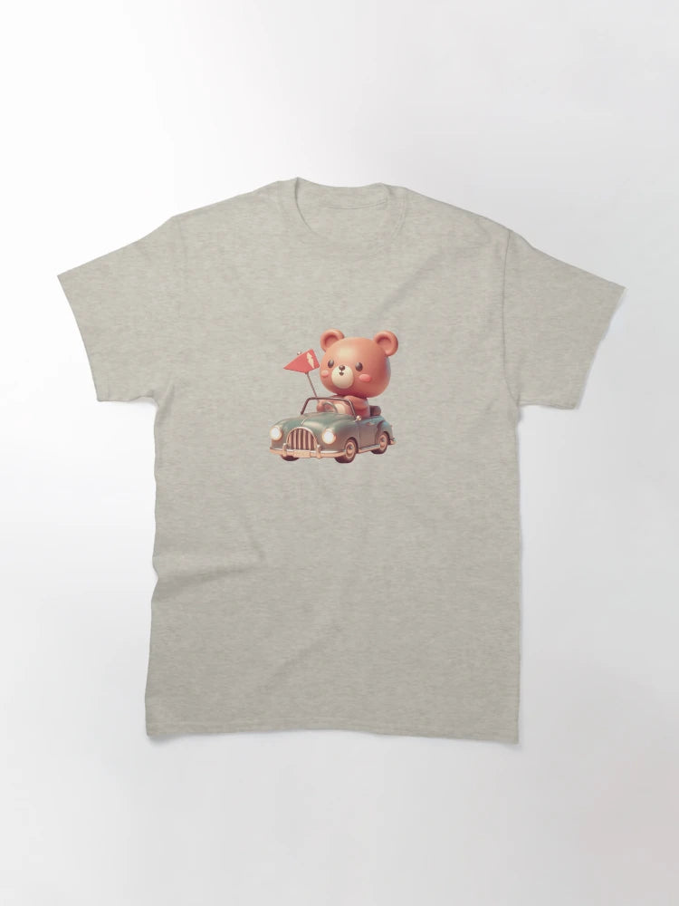3D Baby Bear Riding a Car, Cute Bear Riding a Car, Adorable Kawaii Bear Riding a Car