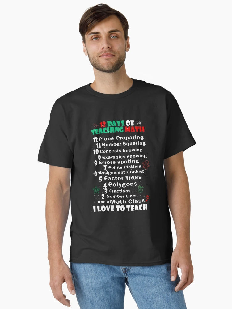 12 Days of Math T Shirt for Teacher Merry Christmas Shirt