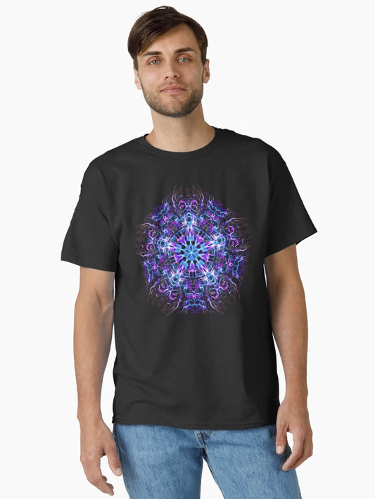 .Psychedelic Trippy Hexagon Star Indigo Mandala - Fractal Sacred Geometry