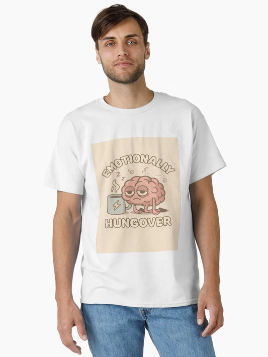 Emotionally Hungover – Funny Burnout Brain Coffee Shirt