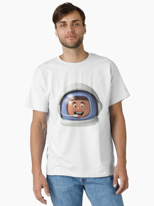 3D Astronaut Head Front-Facing White Suit Mid-Brown Skinned Person