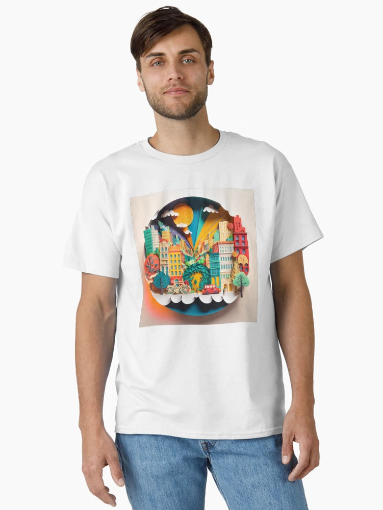 3D Effect Papercut Art - Cityscape Scene