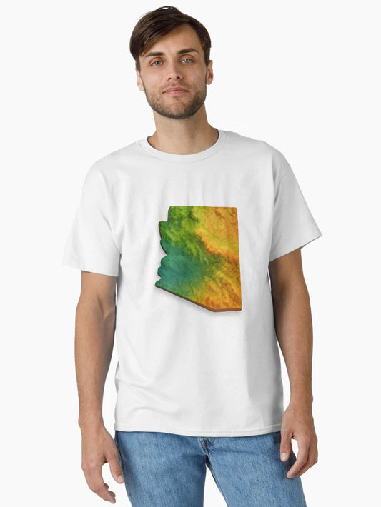 3D Colorful Topographic Map of Arizona (Transparent Background)
