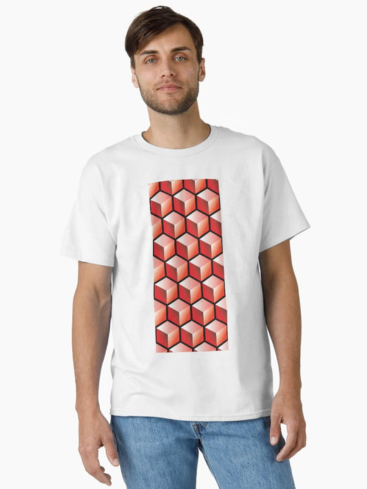 3D RED CUBE GEOMETRIC PATTERN on BLACK Background (v1RED on BLACK) ©